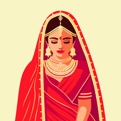 Indian bride in red wedding dress - 647733957
