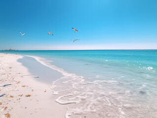Fototapeta na wymiar Beach with white sand landscape