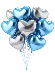 Blue and silver heart balloon for party and celebration