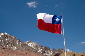 The Flag Of Chile; Mendoza, Argentina
