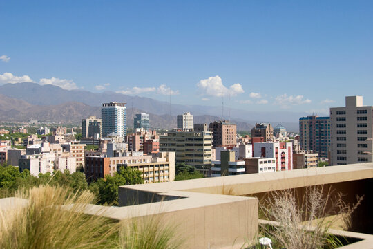 The City Of Mendoza Viewed From A Rooftop Terrace; Mendoza, Argentina