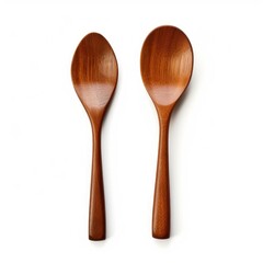 wooden spoons on white background