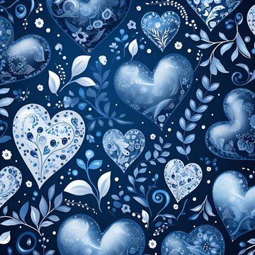 seamless background with hearts,leaf,crd,holiday,,Ai generated