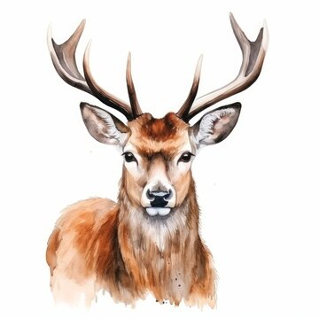 watercolor deer isolated on white background
