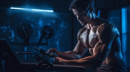 Obraz na płótnie Canvas Macular man working out in Gym