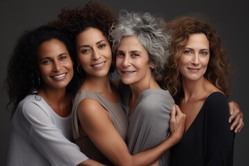 A diverse group of women, spanning different generations, enjoys a joyful and supportive moment together, celebrating friendship and family bonds. - Powered by Adobe