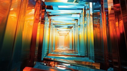abstract colored glass tunnel