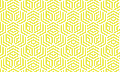 Abstract geometric pattern with stripes, lines. Seamless vector background. White and yellow ornament. Simple lattice graphic design