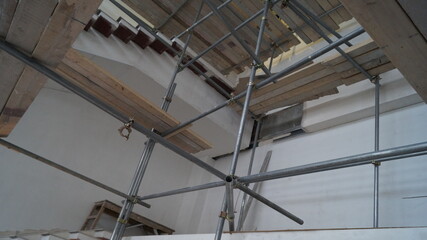 Construction of a large building. The premises of the concert hall during construction.