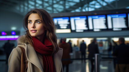 Portrait of a young woman in the airport