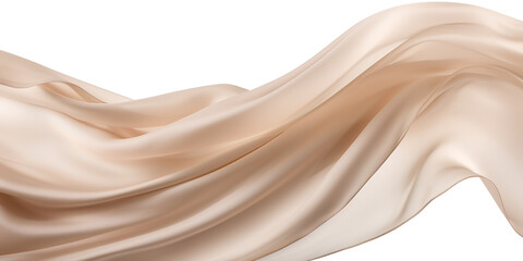 Beige silk fabric floating on white
