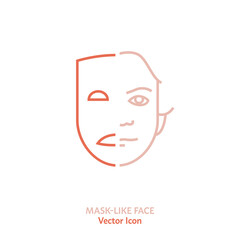 Mask-like face icon. Mental health issue. Thin line pictogram.