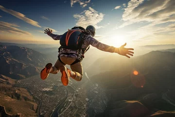 Foto op Aluminium Parachute Flying in the Air © Ева Поликарпова