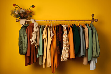 Colorful Clothing rack, clothes, interior design