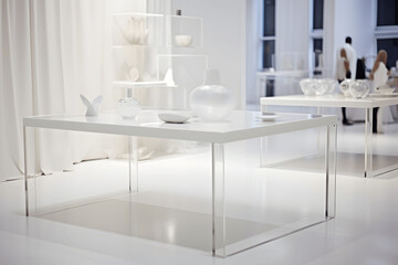 clean white interior, white furniture, clean white livingroom, dining table