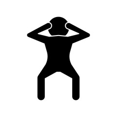 Person doing squatting silhouette icon. Vector.