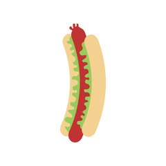 Hot Dog Illustration with Simple Design. Isolated Vector