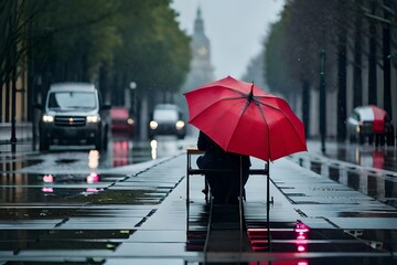 person walking under rain