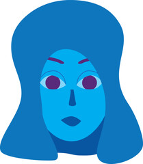 woman blue hair illustration drawing blue looking forward stylized