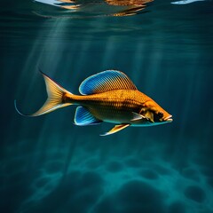 fish on blue background