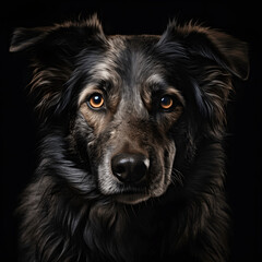 clean photo of a dog, dog on basic black or white background, dog