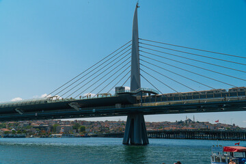 Istanbul, Turkey - Mai 19 2023 : The Bosphorus Bridge, also known as the July 15 Martyrs Bridge, is...