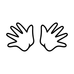 Simple outline of open newborn baby palms vector icon. Black line drawing or cartoon illustration of infant hands on white background. Childhood, child care, childbirth concept