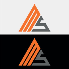 Triangle Letter MS Logo Design - obrazy, fototapety, plakaty