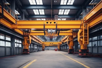 Fotobehang Overhead crane or bridge crane include hoist lifting for transportation in factory or warehouse © arhendrix