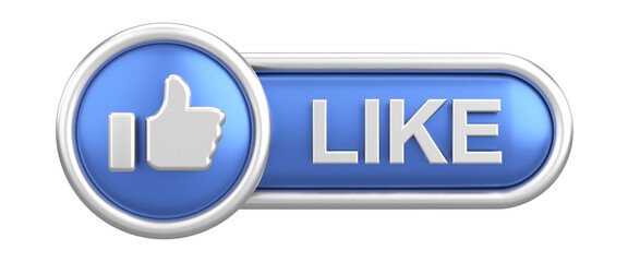 3D like button. 3D illustration.