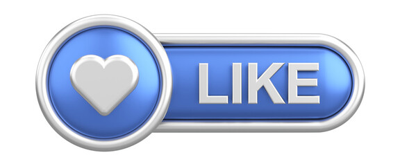 3D like button. 3D illustration.