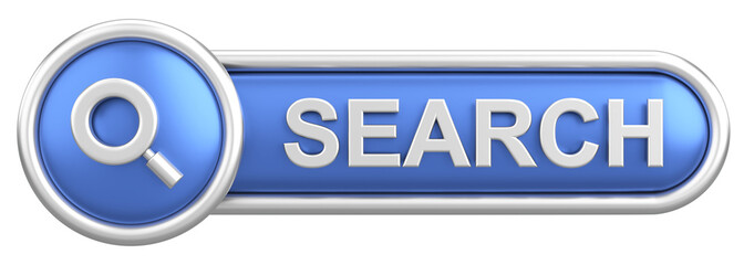 3D search button. 3D illustration.