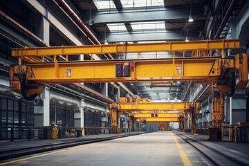 Overhead crane or bridge crane include hoist lifting for transportation in factory or warehouse - obrazy, fototapety, plakaty
