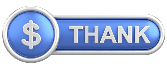 3D thank button. 3D illustration.