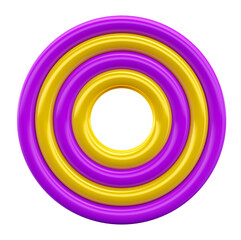 Round shape on blue and purple on transparent background in 3d render cartoon illustration