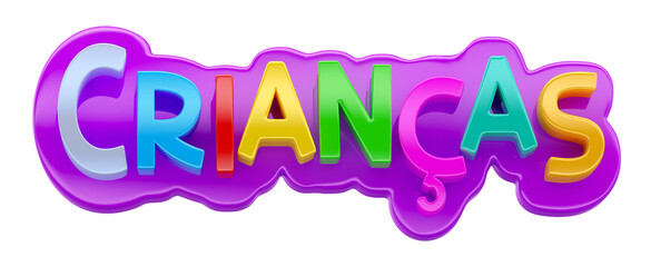 Label Children in Brazilian Portuguese Colored on transparent background in 3d render