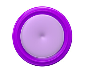 Round shape on purple transparent background in 3d render cartoon illustration