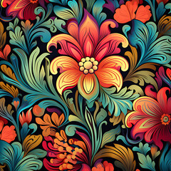 Fototapeta na wymiar A Seamless Abstract floral pattern Floral, Wallpaper, background-AI-Generated