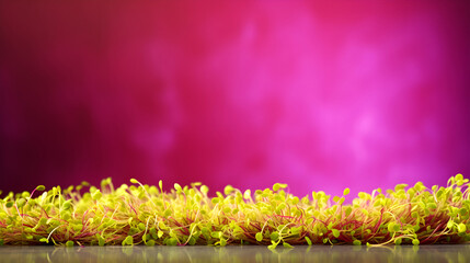 Microgreen sprouts on a pink background 1