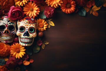 Day of the dead background and copy space, generative ai