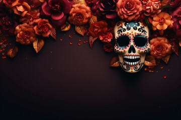 Day of the dead background and copy space, generative ai