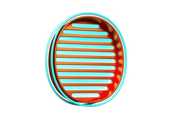 Colorful casino style 3D font. Luminous and shiny designed number 0 in cyan and orange. High quality 3D rendering.