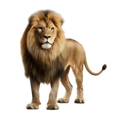 lion standing  isolated on white background as transparent PNG