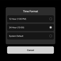 iOS Time Format Setting Menu, Setting Up the Time Format, iPhone Pop-up Menu