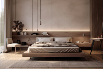 Obraz premium minimal bedroom table in color Warm Palette