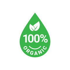 100 percent organic vector label, stamp