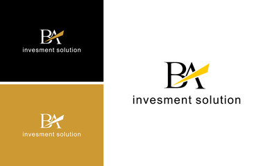 Initial BA Logo With Investment Solution Vector Design Template