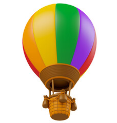 Colorful balloon in on transparent background in 3d render cartoon illustration