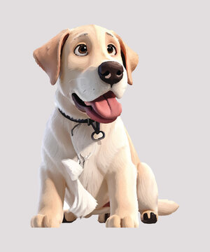 Labrador Retriever Dog 3D Animation Vector Design
