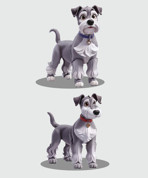 Miniature Schnauzer Dog 3D Animation Vector Design